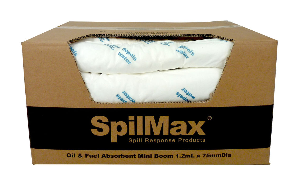SpilMax Absorbent Mini Boom - Oil & Fuel (1,200mmL x 75mmDia)