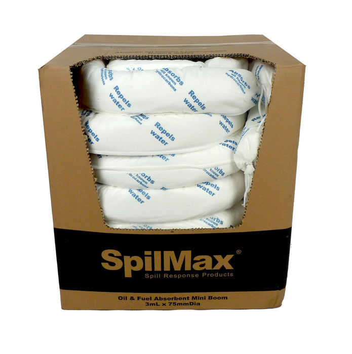 SpilMax Absorbent Mini Boom - Oil & Fuel (3,000mmL x 75mmDia)