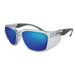 Rayzr Safety Glasses - Clear Frame - Blue Mirror Polarised