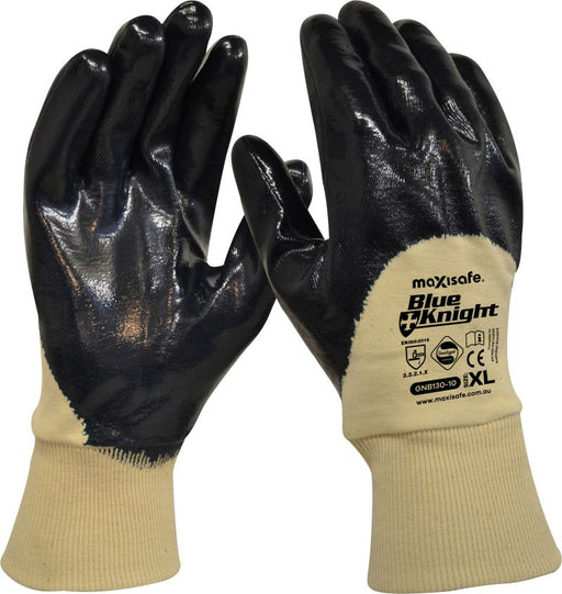 Blue Knight Nitrile 3/4 Dipped Glove, Knit Wrist