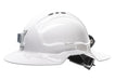White Broadbrim hard hat w/ metal miners bracket
