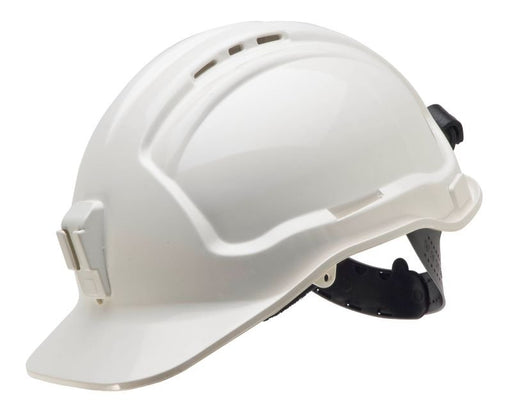 Tuffgard Vented Hard Hat with Sliplock Harness and plastic lamp bracket - White