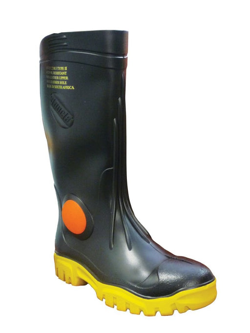 Stimela 'Foreman' Black Gumboots with Safety Toe