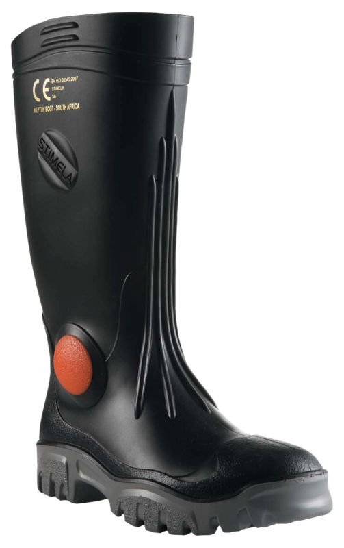 Stimela 'Superintendant' Black Gumboots with Safety Toe & Midsole