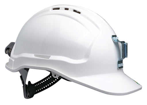 Tuffgard Vented Hard Hat with Sliplock Harness and metal lamp bracket