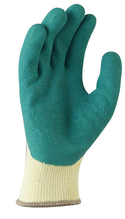 Green Grippa Knitted Poly Cotton Glove with Green Latex palm