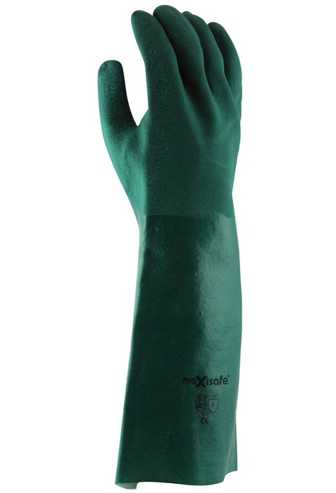 Maxisafe Green Double Dipped PVC Gauntlet - 45cm