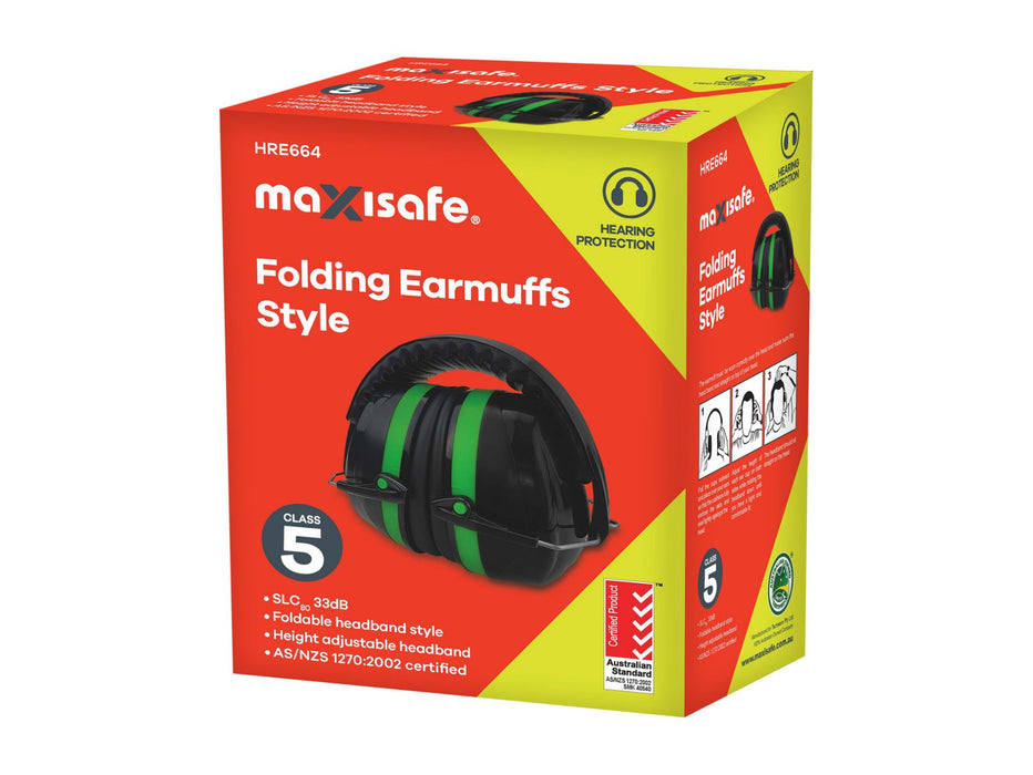 HRE664 - Maxisafe Folding Earmuff 33dB - Class 5 - Green