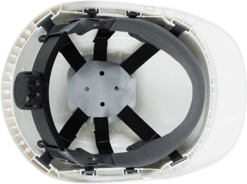 Maxisafe Long Peak White Vented Hard Hat, ratchet harness