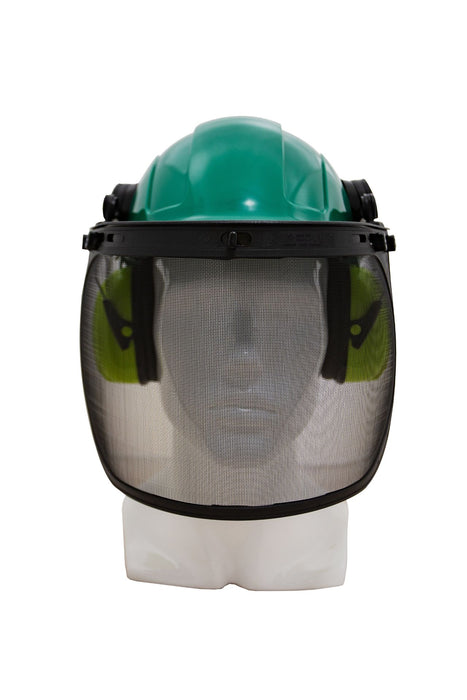 Forestry Kit - Green Helmet with Mesh Visor & Muff