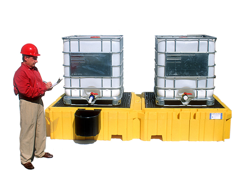 Ultra - IBC Spill Pallet Twin 1 Left Side Bucket Shelf, Drain
